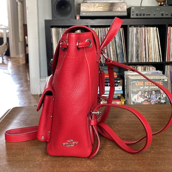 Coach mini backpack, red leather - Picture 8 of 8